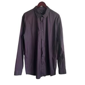 Shaquille O'Neal Mens Shirt XLT Purple Pinstripe Long Sleeve Button Up Workwear‎